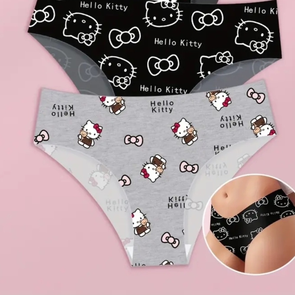 Hello Kitty Womens Underwear Set - Black and Gray Prints